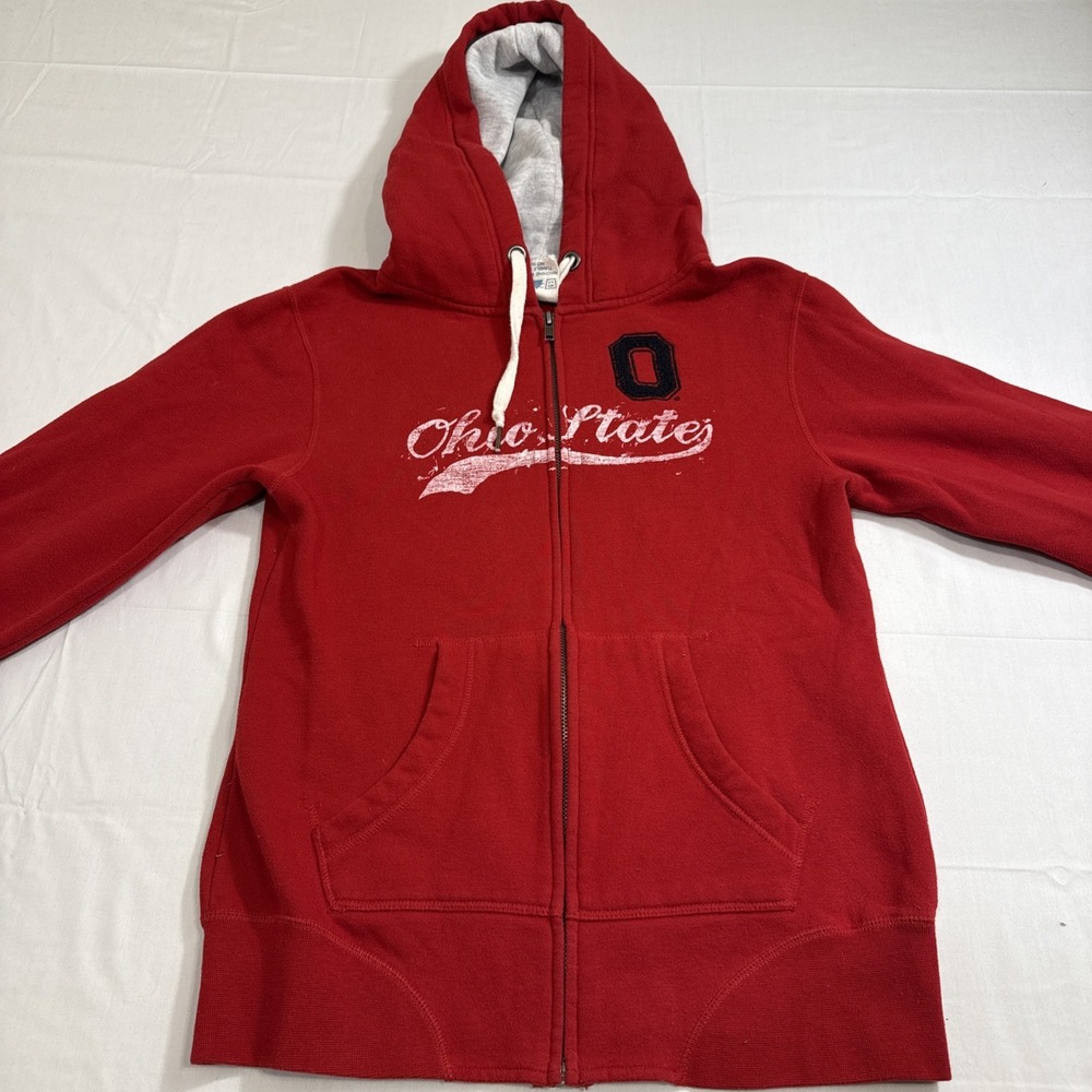 JACKET SWEATSHIRT Ohio State Buckeyes Team Red Zip Logo BLUE 84 WOMEN MEDIUM